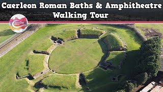 CAERLEON ROMAN BATHS amp AMPHITHEATRE WALES  Walking Tour  Pinned on Places [upl. by Ynnij]