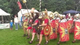 Roman Reenactment at the Amphitheatre in Caerleon Marching In [upl. by Ilonka]