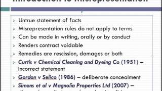 Misrepresentation Lecture 1 of 4 [upl. by Nnylyoj]